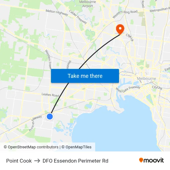 Point Cook to DFO Essendon Perimeter Rd map