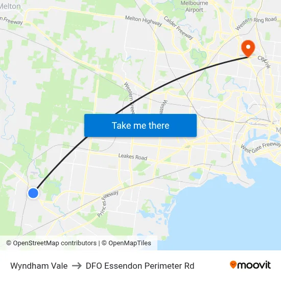 Wyndham Vale to DFO Essendon Perimeter Rd map