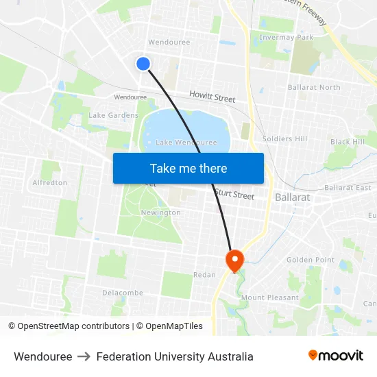 Wendouree to Federation University Australia map