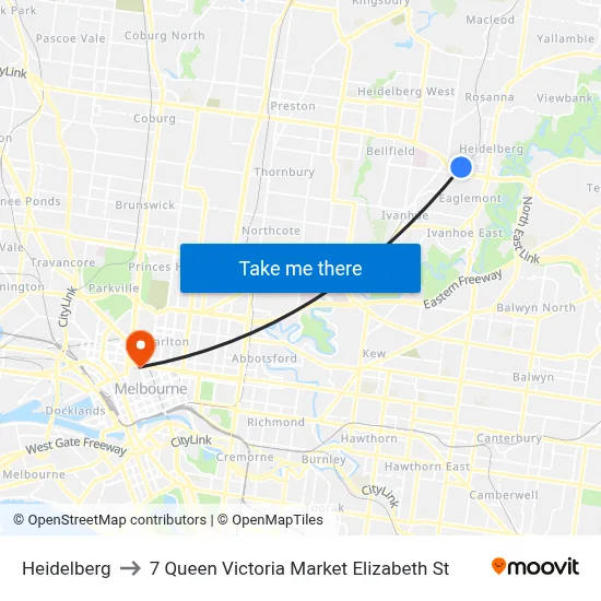 Heidelberg to 7 Queen Victoria Market Elizabeth St map