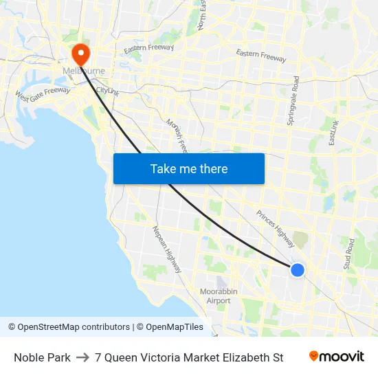 Noble Park to 7 Queen Victoria Market Elizabeth St map