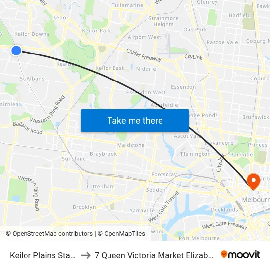 Keilor Plains Station to 7 Queen Victoria Market Elizabeth St map