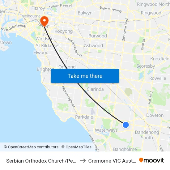 Serbian Orthodox Church/Perry Rd to Cremorne VIC Australia map