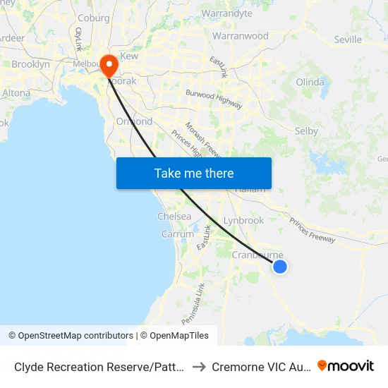 Clyde Recreation Reserve/Pattersons Rd to Cremorne VIC Australia map