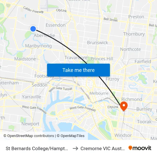 St Bernards College/Hampton Rd to Cremorne VIC Australia map