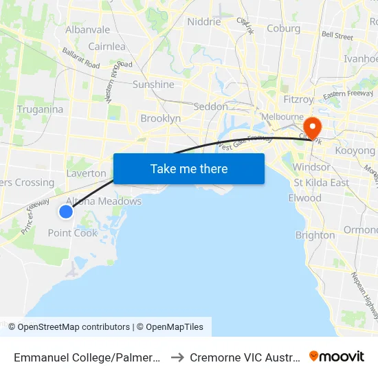 Emmanuel College/Palmers Rd to Cremorne VIC Australia map