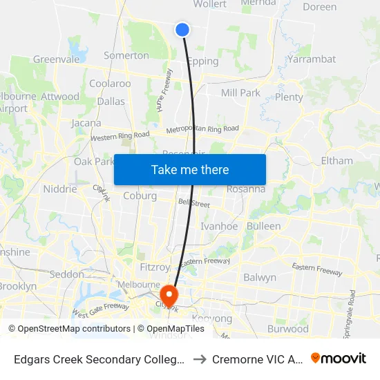Edgars Creek Secondary College/Edgars Rd to Cremorne VIC Australia map