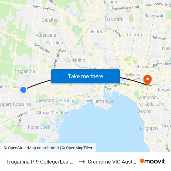 Truganina P-9 College/Leakes Rd to Cremorne VIC Australia map