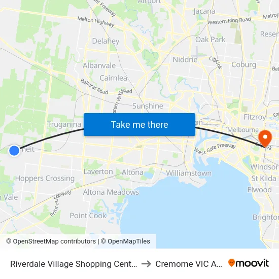 Riverdale Village Shopping Centre/Davis Rd to Cremorne VIC Australia map