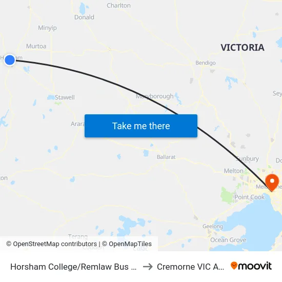 Horsham College/Remlaw Bus Interchange to Cremorne VIC Australia map