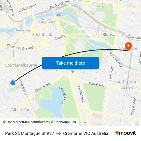 Park St/Montague St #27 to Cremorne VIC Australia map