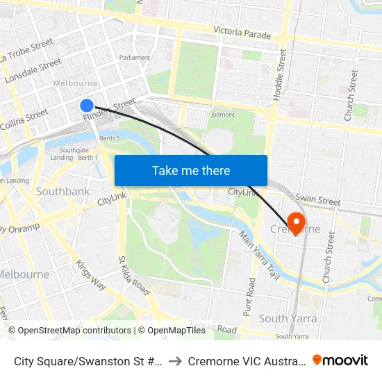 City Square/Swanston St #11 to Cremorne VIC Australia map