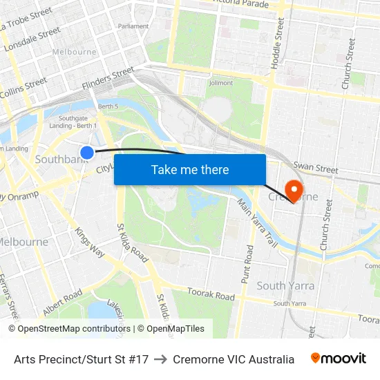 Arts Precinct/Sturt St #17 to Cremorne VIC Australia map