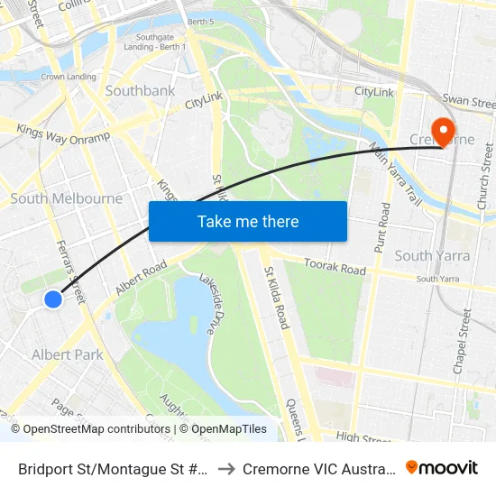 Bridport St/Montague St #28 to Cremorne VIC Australia map