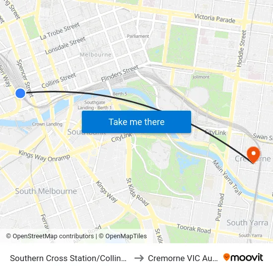 Southern Cross Station/Collins St #D14 to Cremorne VIC Australia map