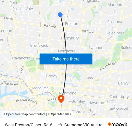 West Preston/Gilbert Rd #47 to Cremorne VIC Australia map