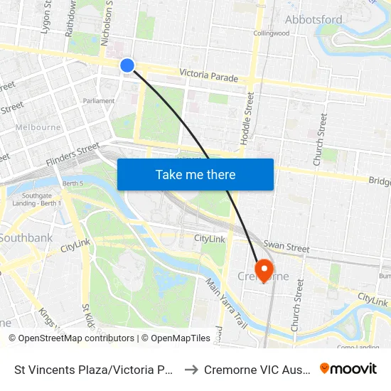 St Vincents Plaza/Victoria Pde #12 to Cremorne VIC Australia map