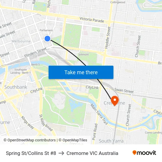 Spring St/Collins St #8 to Cremorne VIC Australia map