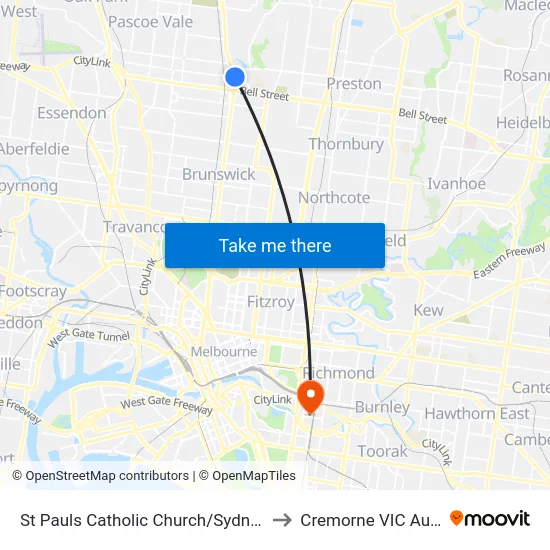 St Pauls Catholic Church/Sydney Rd #35 to Cremorne VIC Australia map