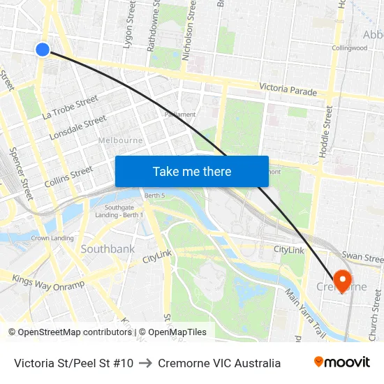 Victoria St/Peel St #10 to Cremorne VIC Australia map