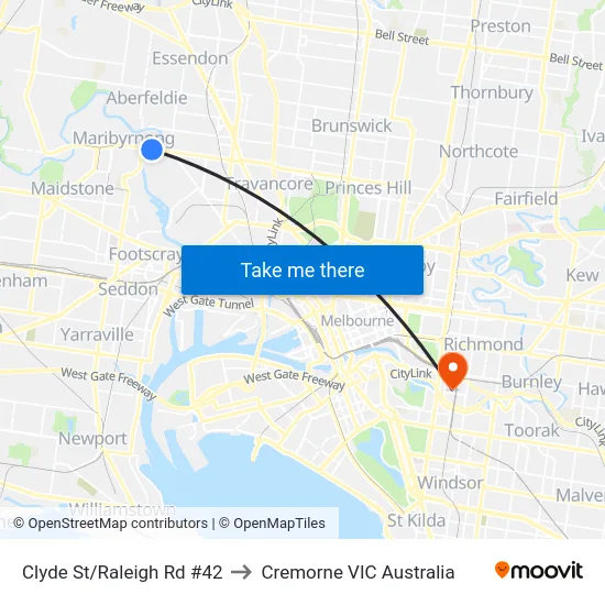Clyde St/Raleigh Rd #42 to Cremorne VIC Australia map