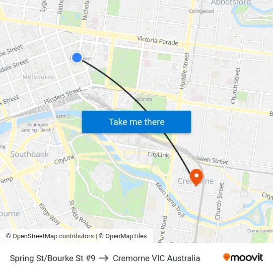 Spring St/Bourke St #9 to Cremorne VIC Australia map
