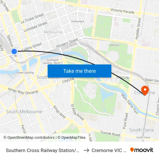 Southern Cross Railway Station/Spencer St #122 to Cremorne VIC Australia map