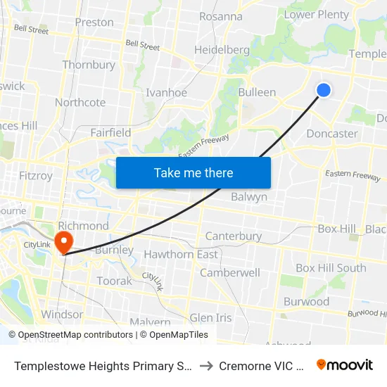 Templestowe Heights Primary School/High St to Cremorne VIC Australia map