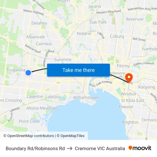Boundary Rd/Robinsons Rd to Cremorne VIC Australia map