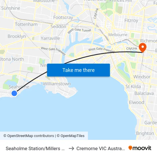 Seaholme Station/Millers Rd to Cremorne VIC Australia map