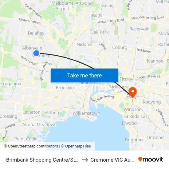 Brimbank Shopping Centre/Station Rd to Cremorne VIC Australia map