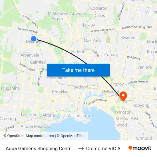 Aqua Gardens Shopping Centre/Kings Rd to Cremorne VIC Australia map