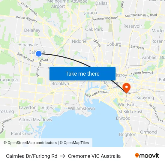 Cairnlea Dr/Furlong Rd to Cremorne VIC Australia map
