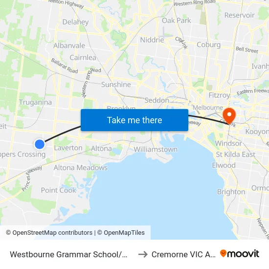 Westbourne Grammar School/Marquands Rd to Cremorne VIC Australia map