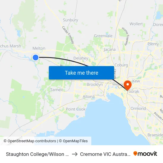 Staughton College/Wilson Rd to Cremorne VIC Australia map