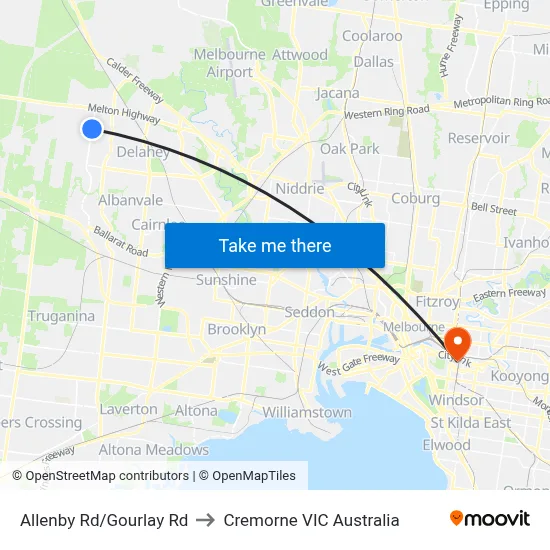 Allenby Rd/Gourlay Rd to Cremorne VIC Australia map
