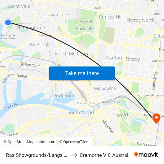 Ras Showgrounds/Langs Rd to Cremorne VIC Australia map