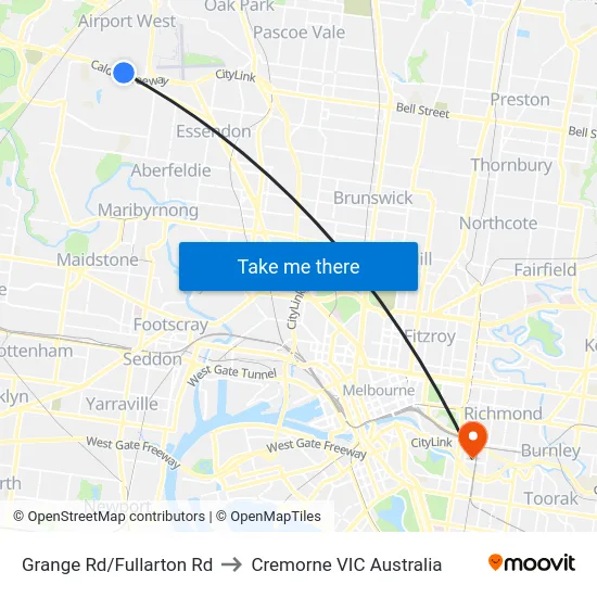 Grange Rd/Fullarton Rd to Cremorne VIC Australia map