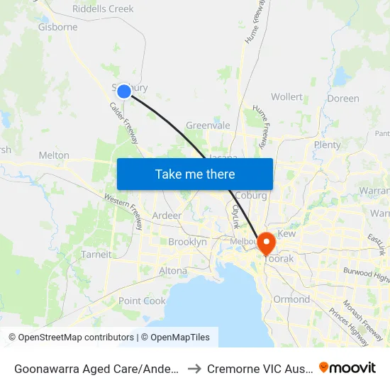 Goonawarra Aged Care/Anderson Rd to Cremorne VIC Australia map