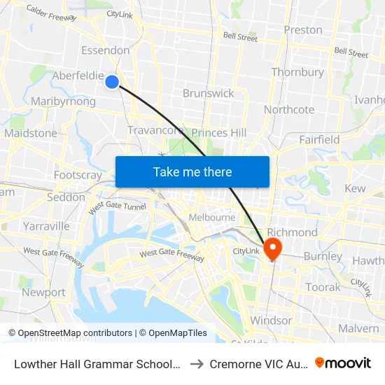 Lowther Hall Grammar School/Leslie Rd to Cremorne VIC Australia map