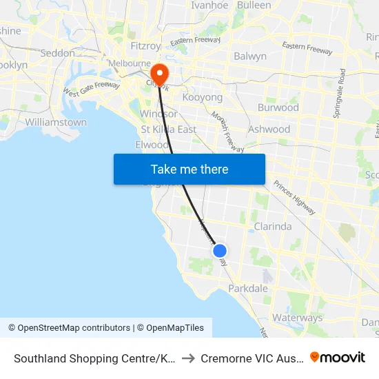 Southland Shopping Centre/Karen St to Cremorne VIC Australia map