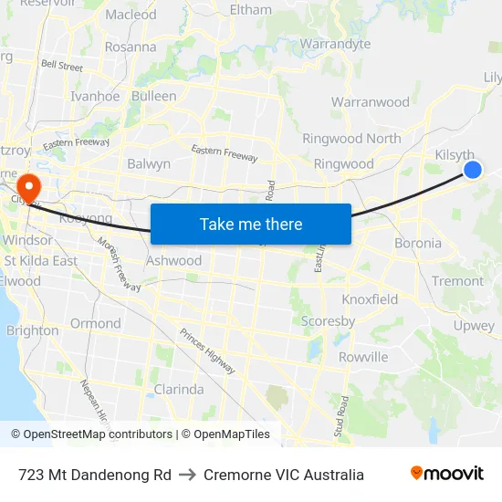 723 Mt Dandenong Rd to Cremorne VIC Australia map
