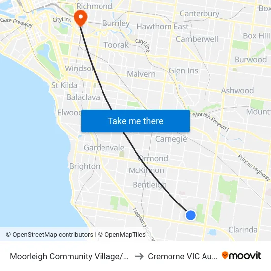 Moorleigh Community Village/Bignell Rd to Cremorne VIC Australia map