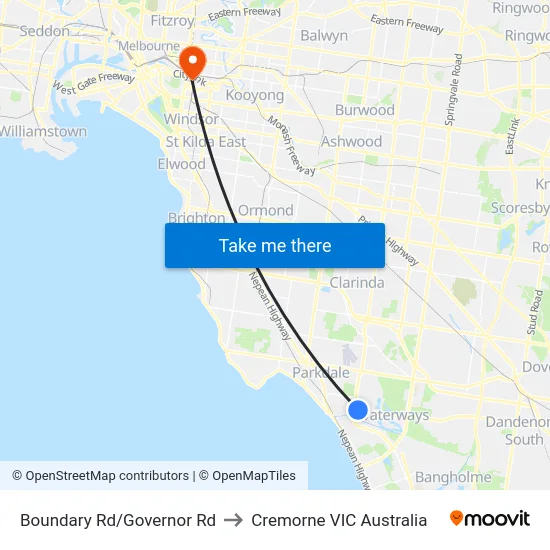 Boundary Rd/Governor Rd to Cremorne VIC Australia map