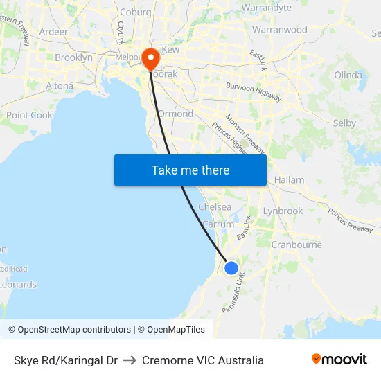 Skye Rd/Karingal Dr to Cremorne VIC Australia map