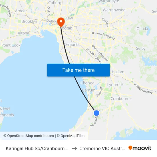 Karingal Hub Sc/Cranbourne Rd to Cremorne VIC Australia map