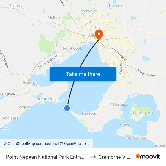 Point Nepean National Park Entrance/Point Nepean Rd to Cremorne VIC Australia map