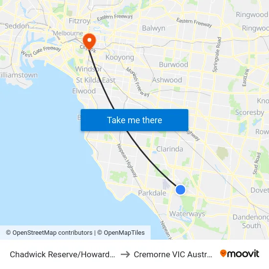 Chadwick Reserve/Howard Rd to Cremorne VIC Australia map
