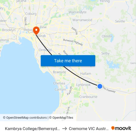 Kambrya College/Bemersyde Dr to Cremorne VIC Australia map