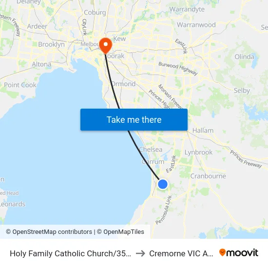 Holy Family Catholic Church/35 Moreton St to Cremorne VIC Australia map